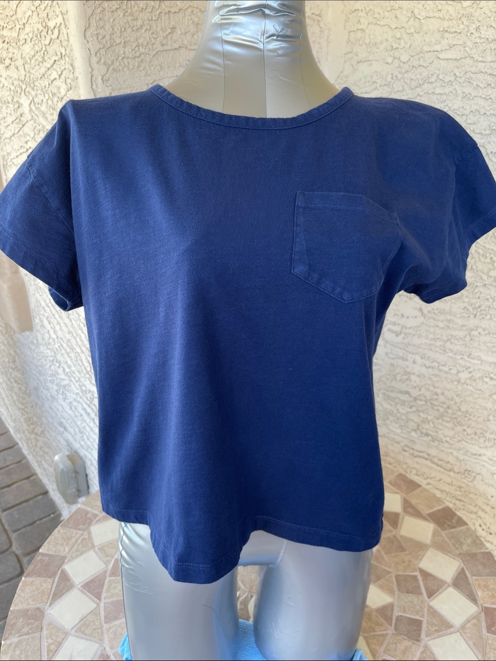 J. Crew ladies Midnight Navy Short Sleeve Pocket Tee 100% cotton